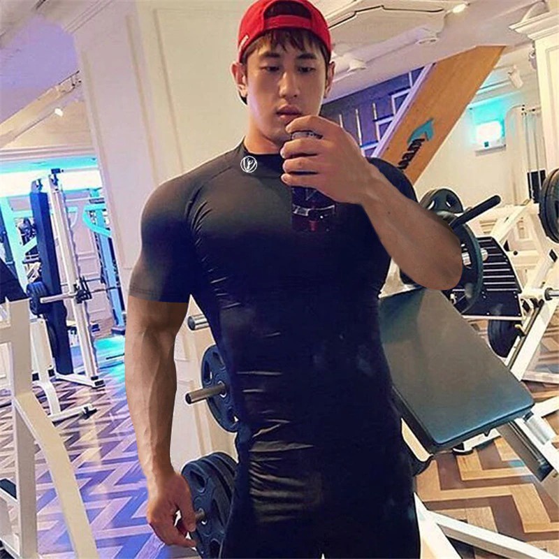 Áo Thể Thao Nam VQ Sport thun lạnh tập gym LA NGẮN TAY vải thoáng mát co giãn chuẩn form nhiều màu