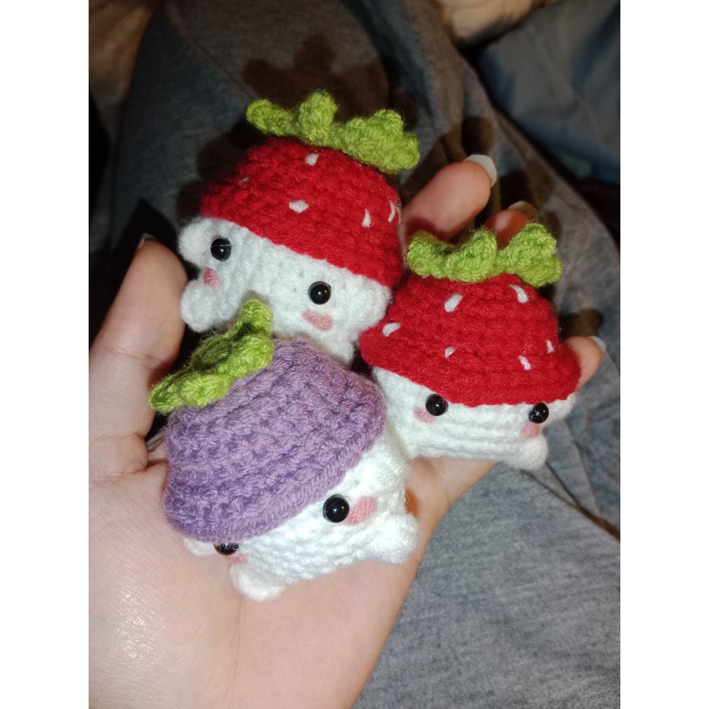 Móc khóa nấm Chunky mushie len mềm mịn handmade - kèm dây móc