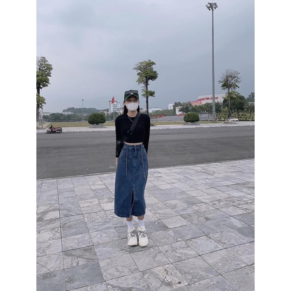 Chân váy jeans nữ 2 túi trước #913