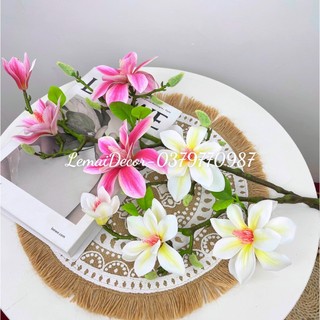 Hoa lụa - Cành hoa mộc lan cao su trang trí decor - Cành hoa ngọc lan cắm bình decor phòng khách.