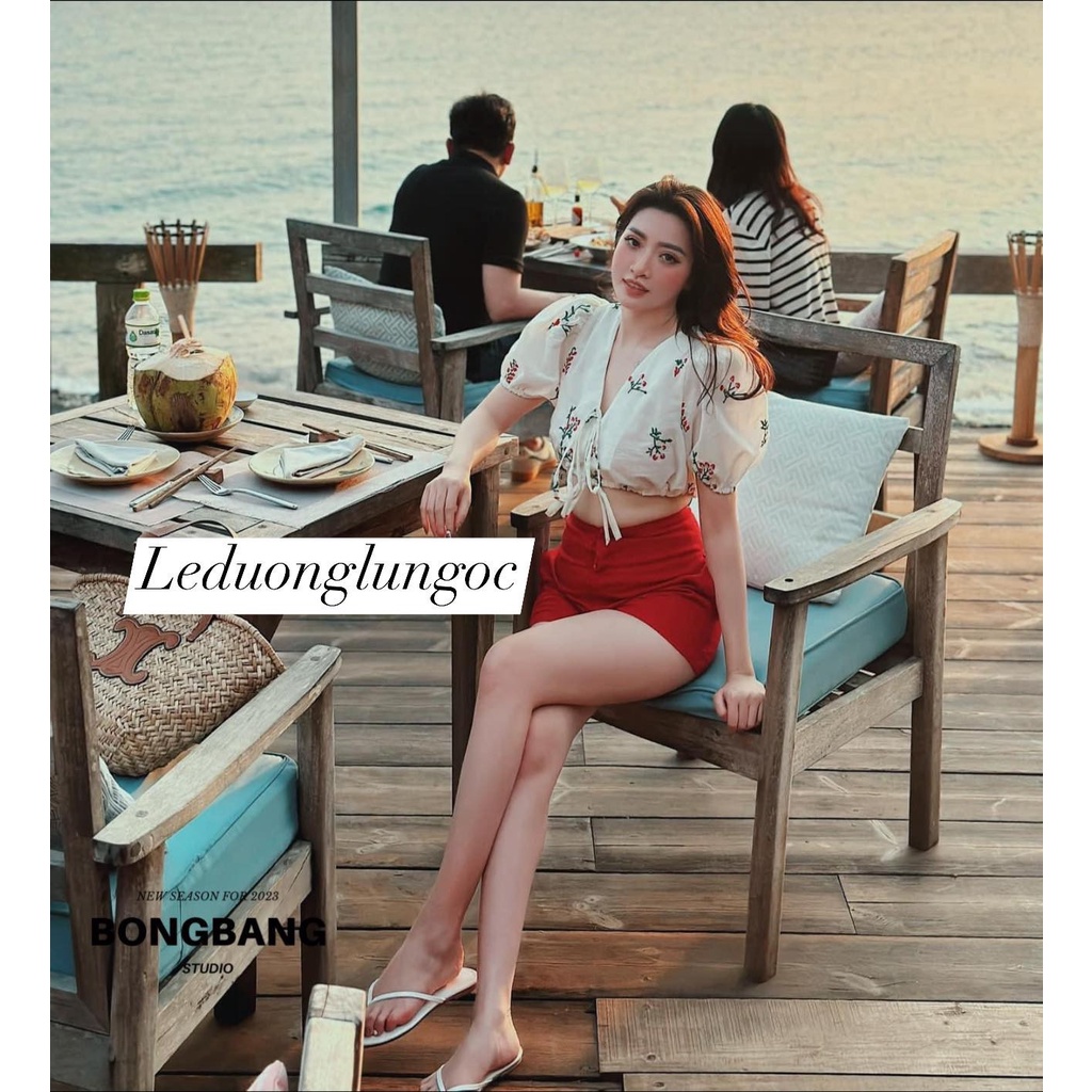 Áo Croptop Hoa Thêu, Áo Kiểu Nử Cổ V Tay Phồng Thời Trang Mùa Hè 2023 Phong Cách Trẻ Trung Cho Nữ.