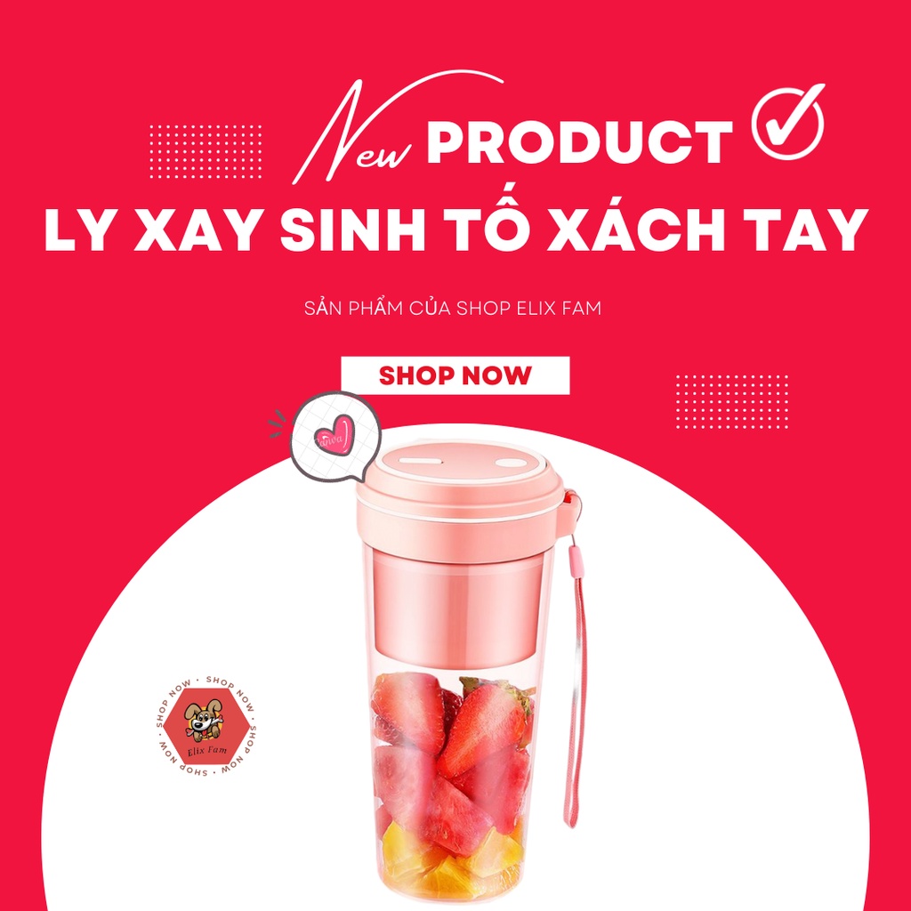 Ly Xay Sinh Tố Xách Tay 300ml Đa Năng cho Trái Cây,.Sạc Pin Tiện Dụng 4 lưỡi cắt và Thời Trang.với Thiết Kế Thời Thượng