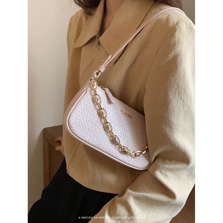 Túi Xách Nữ Da Đeo Vai Phối Dây Xích Siêu Sang