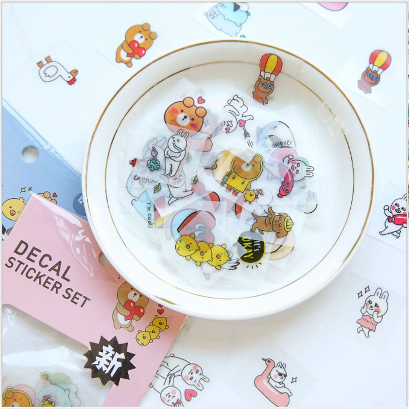 Sticker, hình dán con thú bộ nhiều miếng dễ thương