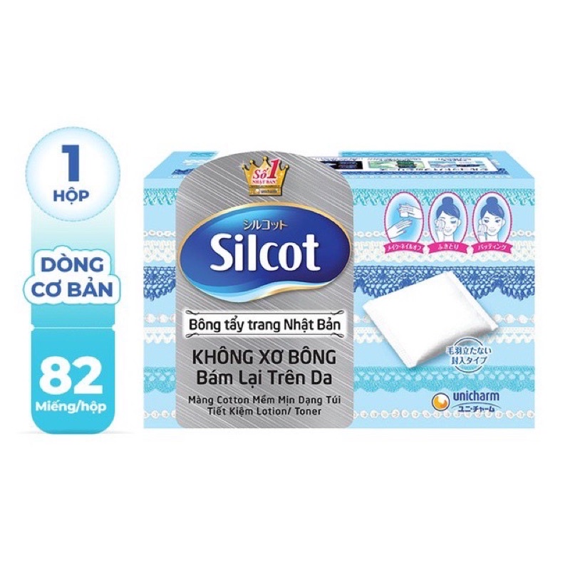 Bông tẩy trang SILCOT Nhật Bản loại cơ bản 82 miếng