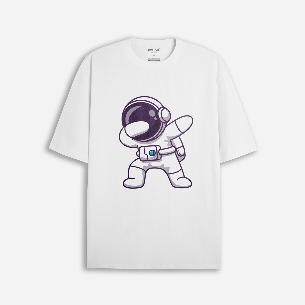 Áo thun oversize 230gsm ROUGH White Astronaut chất cotton xịn