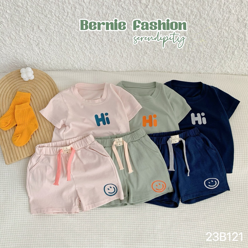 Bộ cotton tay ngắn unisex cho bé, bộ thun cộc tay Bernie thể thao hàng đẹp