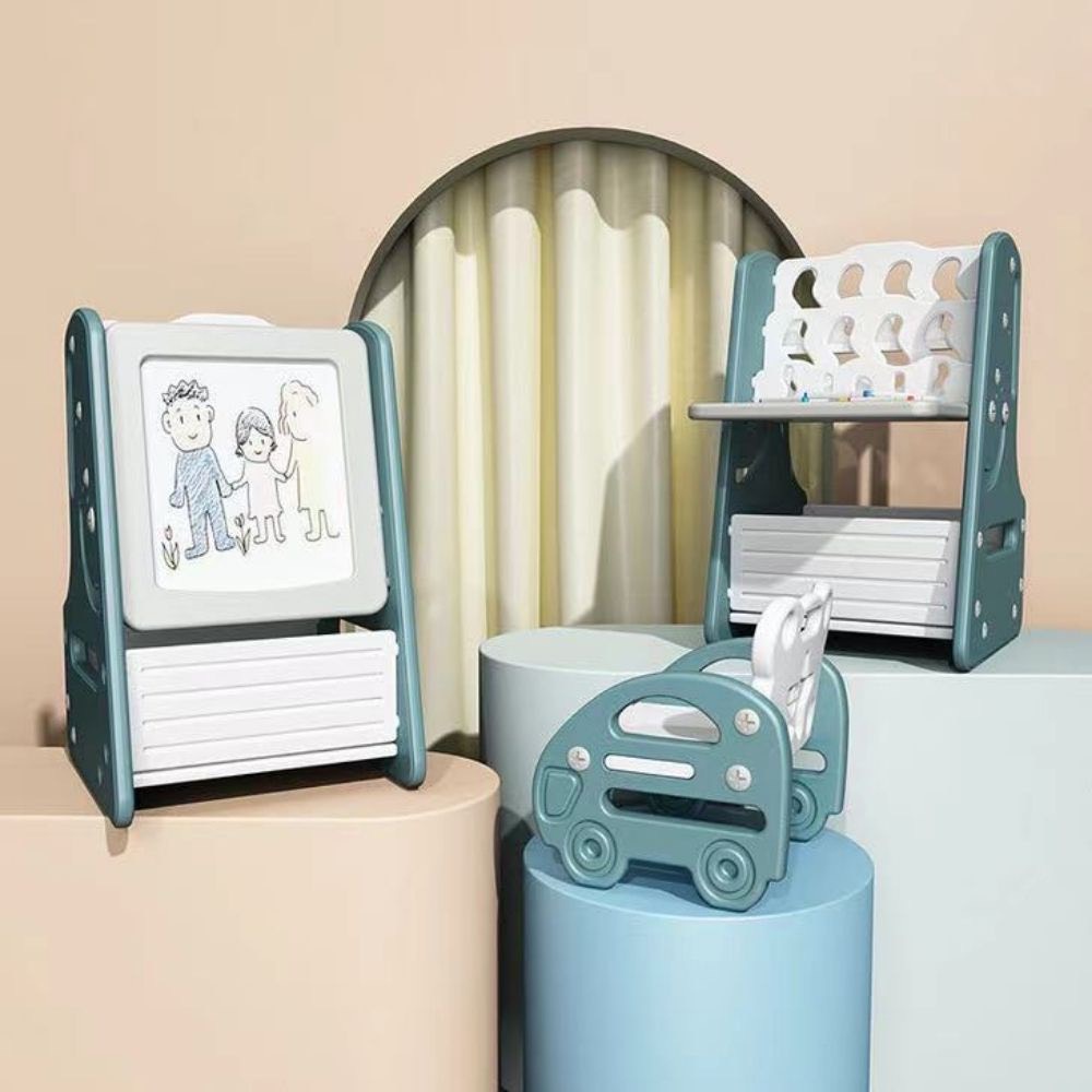 Bàn học kệ sách bảng vẽ từ tính kệ đựng đồ đa năng cho bé hỗ trợ bé học và phát triển tư duy có kèm ghế ngồi