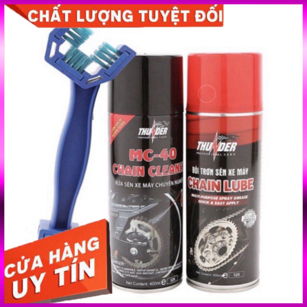 Combo rửa sên, dưỡng sên Thunder Chain Lube - Tặng bàn chải 3D Hàng Cao Cấp Ảnh thật sản phẩm