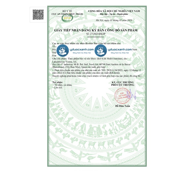 Mua  IDOL KIDS MULTI VITAMINAS, 150ml, Siro tăng đề kháng cho bé - Y Dược Xanh