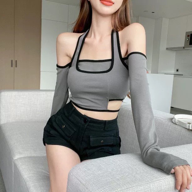 ÁO THUN NỮ DÀI TAY GÂN TĂM TRỄ VAI SEXY