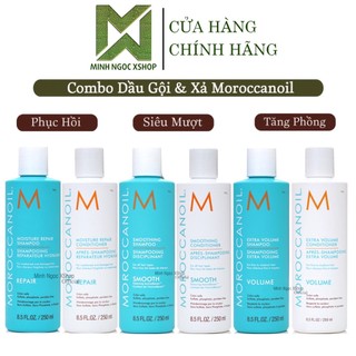 Dầu gội xả Moroccanoil phục hồi, dưỡng ẩm siêu nhẹ, tăng phồng, siêu mượt, giữ màu 250ML