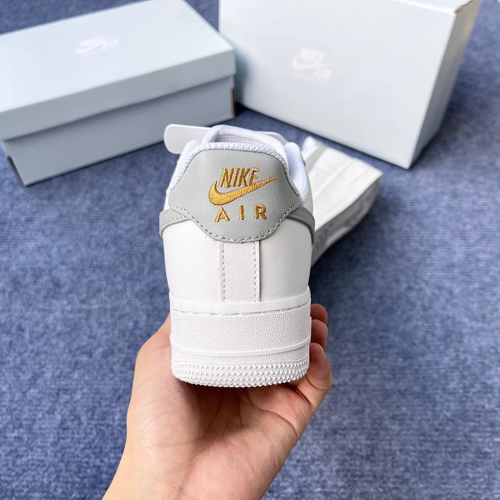 Giày AF1 Xám Vàng, Giày Nike_Air Force 1 Xám Thêu Vàng Cao Cấp Bản Classic Full Size Nam Nữ Hot Trend Full Box BILL