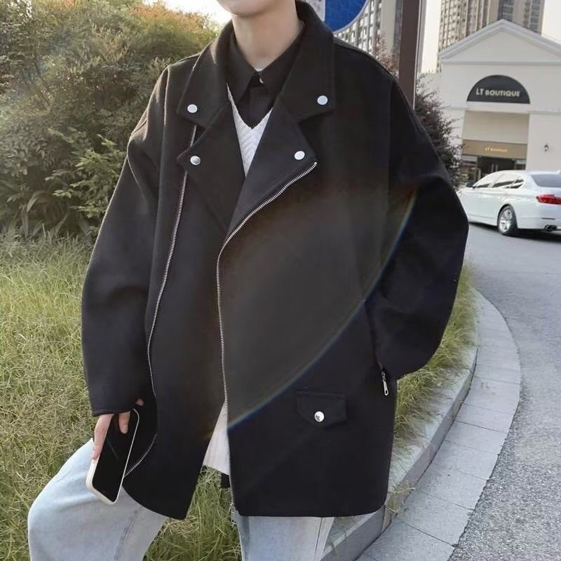 Áo Khoác Dạ Cổ V Đính Cúc Unisex