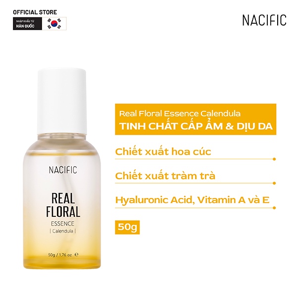 (Date t12/2024 vỏ bạc) Tinh chất dưỡng ẩm, phục hồi da Nacific Real Floral Essence Calendula 50ml