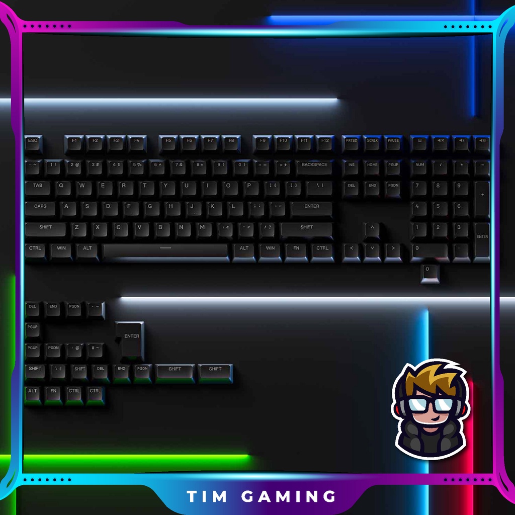 AKKO ASA Shine-Through Keycap set – Black (Xuyên LED / ASA profile / 131 nút)