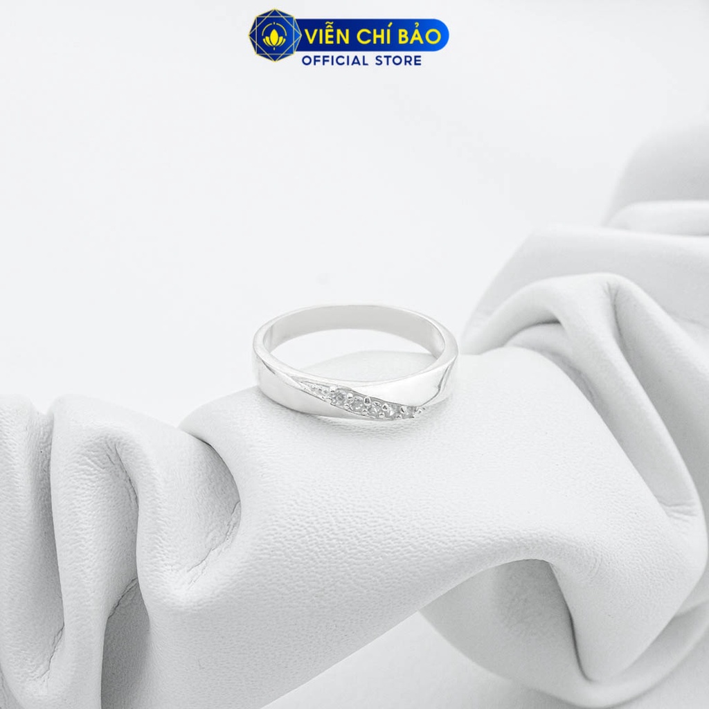 Nhẫn bạc nữ một hàng đá chéo chất liệu bạc 925 thời trang phụ kiện trang sức Viễn Chí Bảo N700409