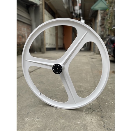 Vành 3 đao nhôm trước cho fixed gear, road mẫu có gân vành trục vặn