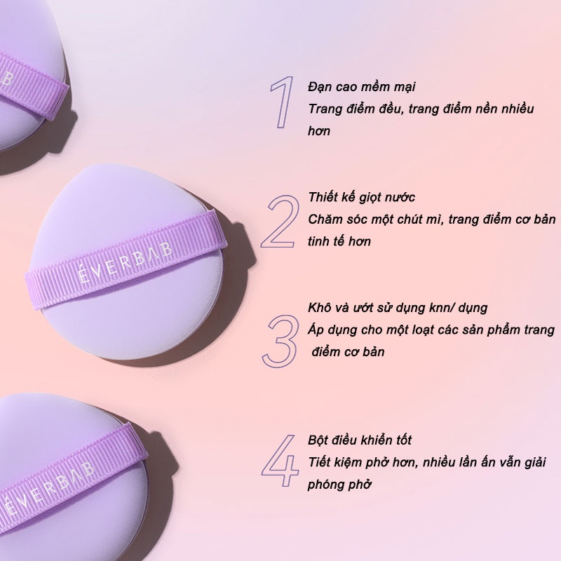 Everbab Set 2 Mút Trang Điểm Ướt Và Khô Hình Viên Kim Cương