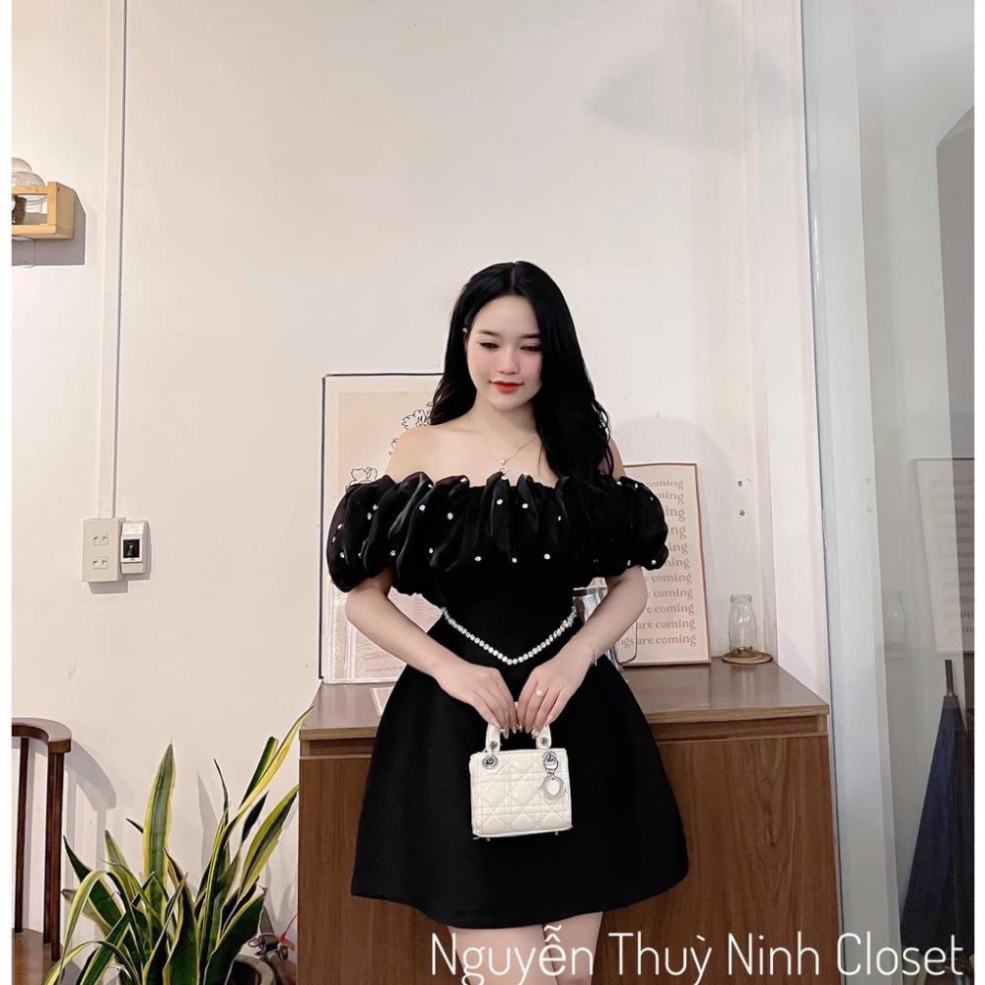 (Fom: <55kg) Đầm Đen Bẹt Bèo Phồng Viền Ngọc Đầm Dự Tiệc, Đầm Công Chúa, Váy Tiều Thư, Đầm Chữ A 17 | BigBuy360 - bigbuy360.vn