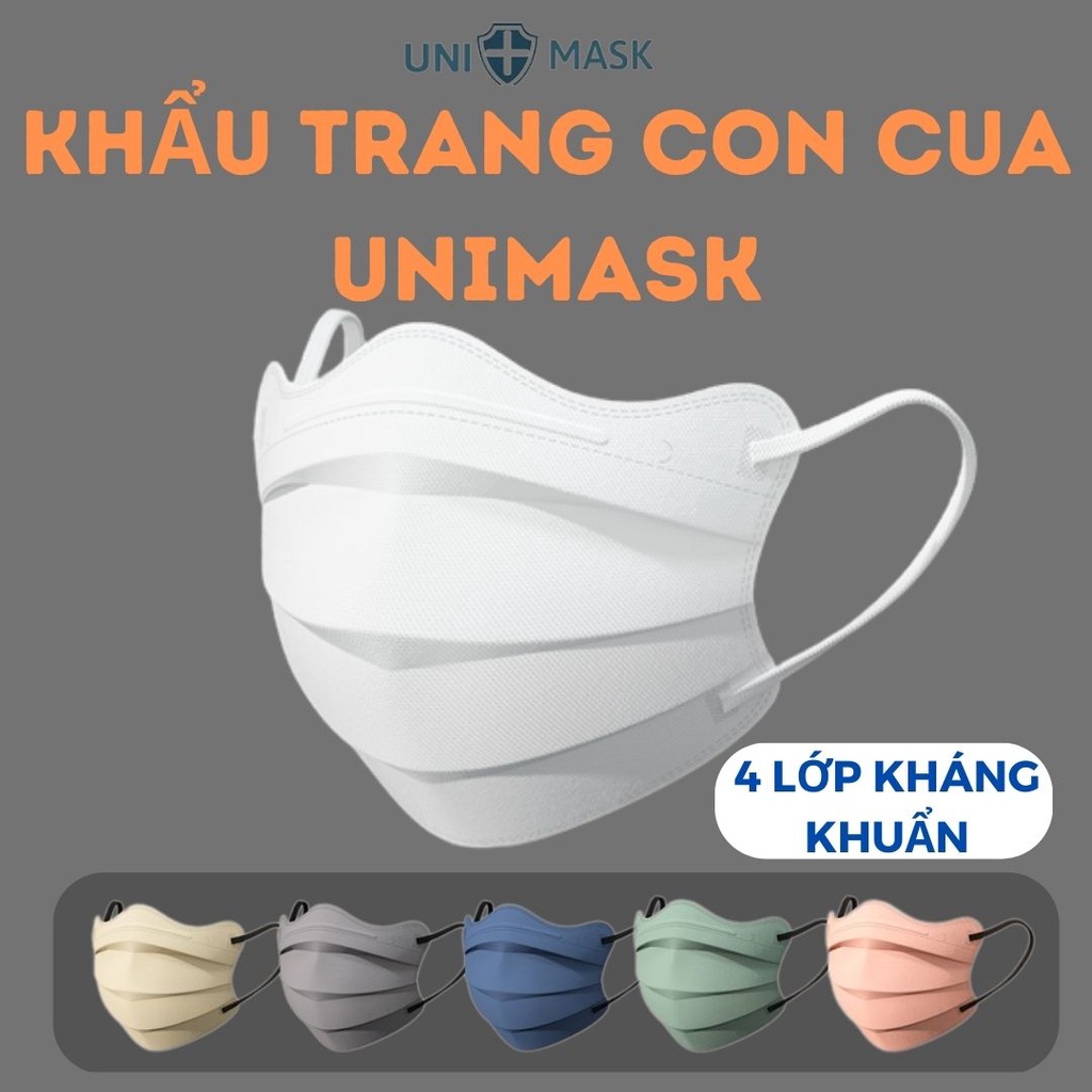 Hộp 100 Chiếc Khẩu Trang Con Cua Kháng Khuẩn Con Cua UniMask Siêu Ôm Mặt