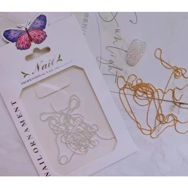 Set xích bi vàng bạc trang trí móng nhé ạ