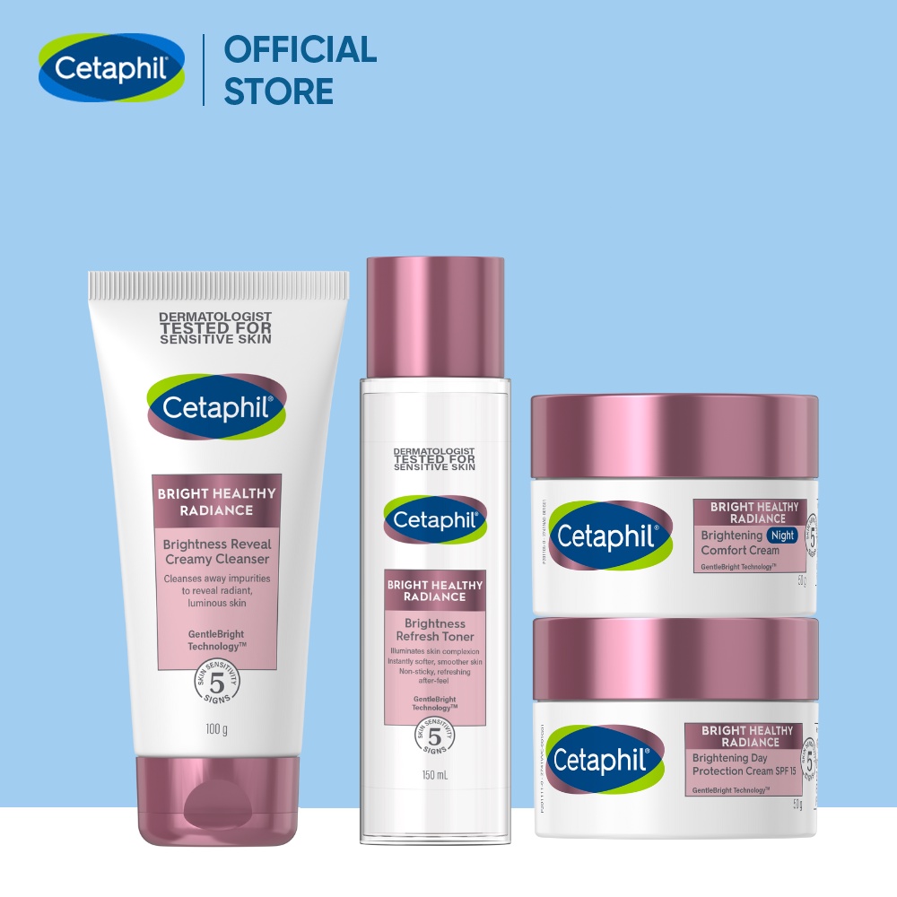 Trọn bộ 4 sản phẩm dưỡng sáng da cho da nhạy cảm Cetaphil Bright Healthy Radiance