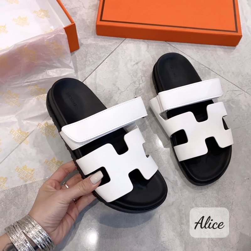 DÉP ĐẾ BẰNG QUAI DA CHỮ H