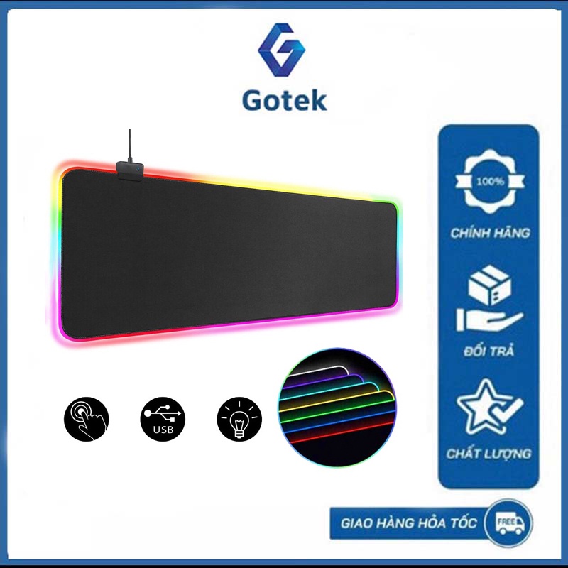 Lót Chuột Bàn Phím Cỡ Lớn Có Đèn Led RGB Dày Dặn 3mm Chuyên Game Pad Chuột Di Chuột Chống Trượt Chống Thấm