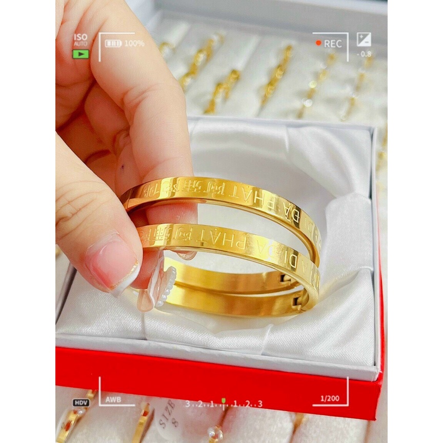 Vòng Tay Nam Mô A Di Đà Phật Trắng Vàng