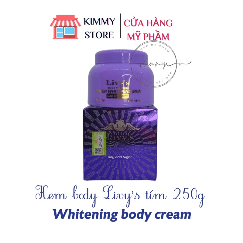 01 hộp kem dưỡng trắng da body Livy’s tím 250g