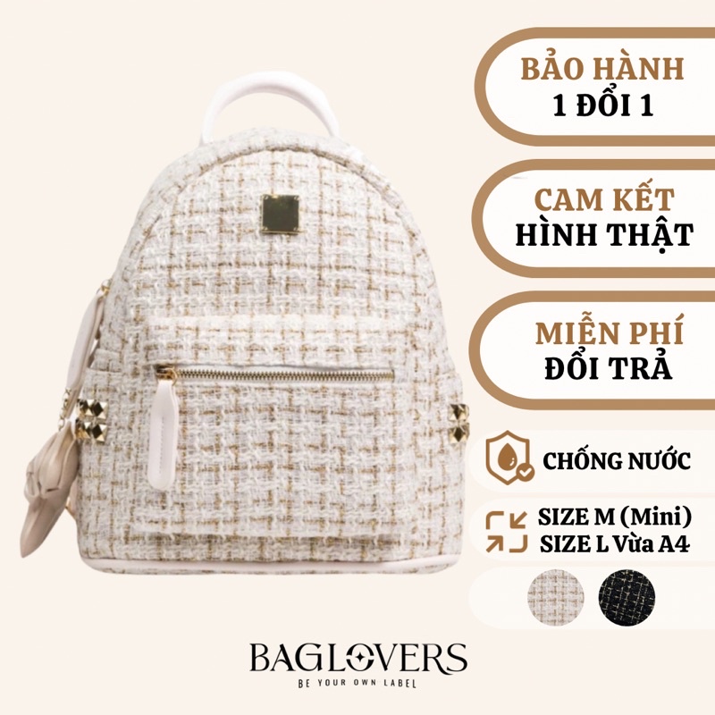 BALO NỮ THỜI TRANG / VẢI TWEED DẠ / 2 SIZE LỚN NHỎ + TẶNG KÈM MÓC KHOÁ