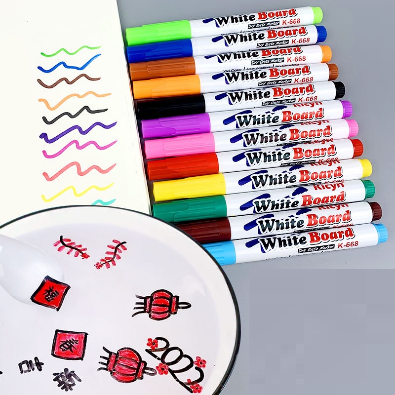 Set 12 Bút nổi nước cho trẻ em bút vẽ nước kỳ diệu bút đánh dấu nước có thể xóa được bút bảng trắng văn phòng phẩm