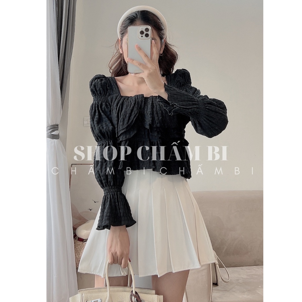 Áo croptop nữ A.424, Áo dáng ngắn dài tay chất xốp bo chun cách điệu 2 màu cực xinh - Thời trang nữ Chấm Bi | BigBuy360 - bigbuy360.vn