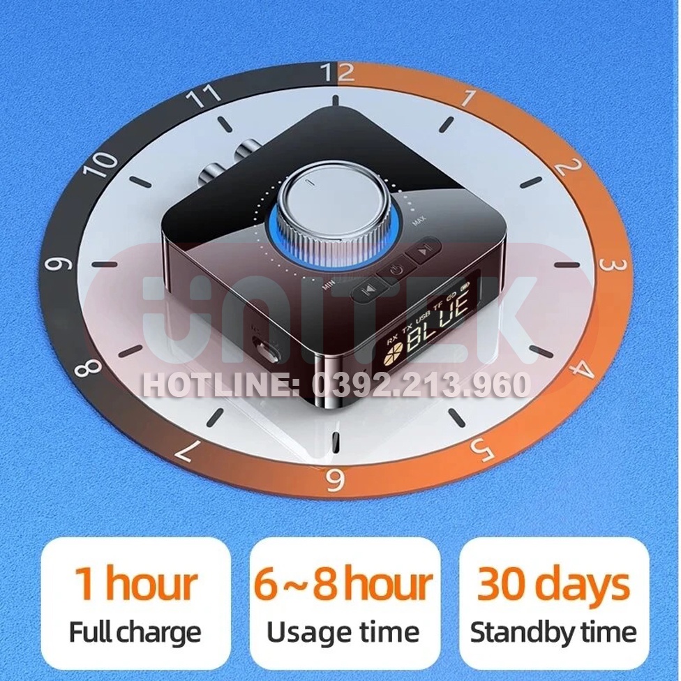 Bộ Thu Phát Nhạc Bluetooth 5.0 Hỗ Trợ Kết Nối Aux/RCA WTF/U Disk Đèn Led Kèm Điều Khiển Từ Xa Pin 400mAh M5