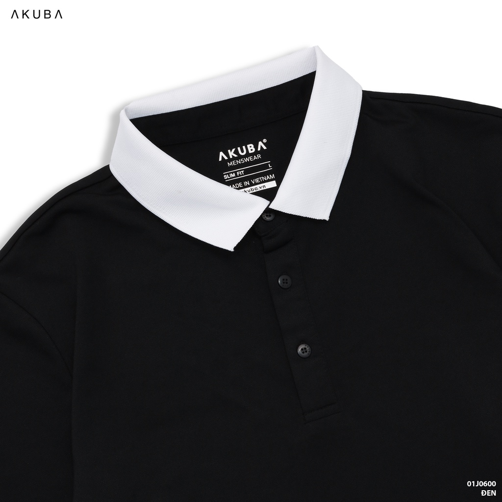 Áo polo nam vải cá sấu cotton AKUBA form slimfit, chất liệu thoáng mát, mềm mại, thấm hút mồ hôi tốt | 01J0600