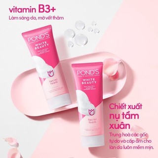 Pond's sữa rửa mặt trắng hồng pond’s white beauty facial foam 100g