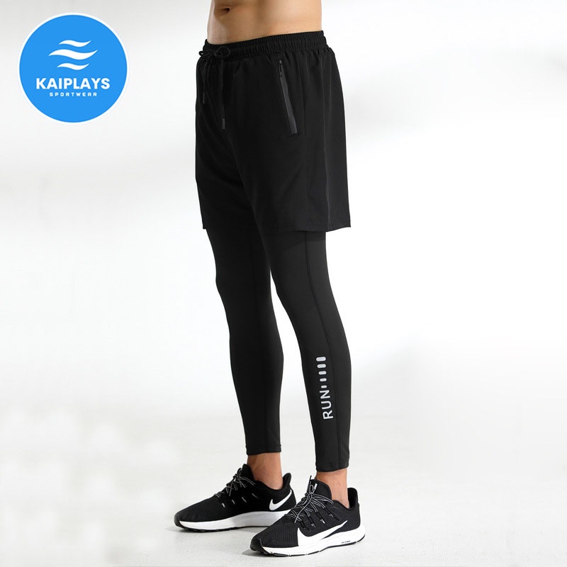 Quần short nam tập gym lót legging thể thao 2 lớp chạy bộ, chơi bóng rổ, bóng chuyền KAIPLAYS KP039