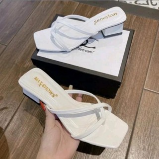 Dép Guốc Cao Gót Nữ 3 Phân Kẹp Ngón Quai Da Gót Vuông MS A1