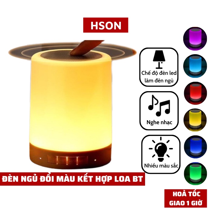 Đèn ngủ HSON kết hợp loa bluetooth đèn led cảm biến đổi màu nhiều chế độ sáng decor trang trí phòng