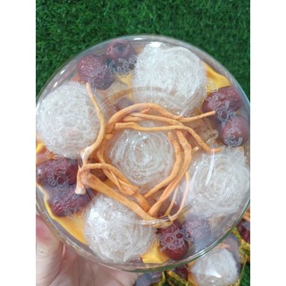 23g Bánh yến hoa hồng - Yến sào tinh chế sợi kèm đông trùng, táo, nhãn - Yến sào tinh chế chất lượng