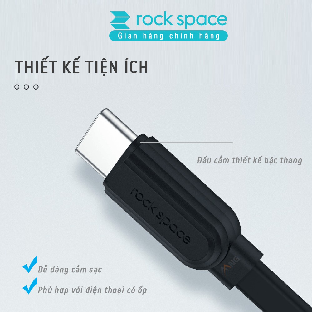 Dây cáp sạc Rockspace S5 sạc nhanh không nóng máy bảo hành 12 tháng lỗi 1 đổi 1