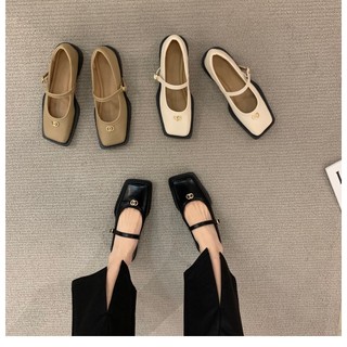 Giày Mary Jane Giày búp bê da đầu vuông thời trang cổ điển