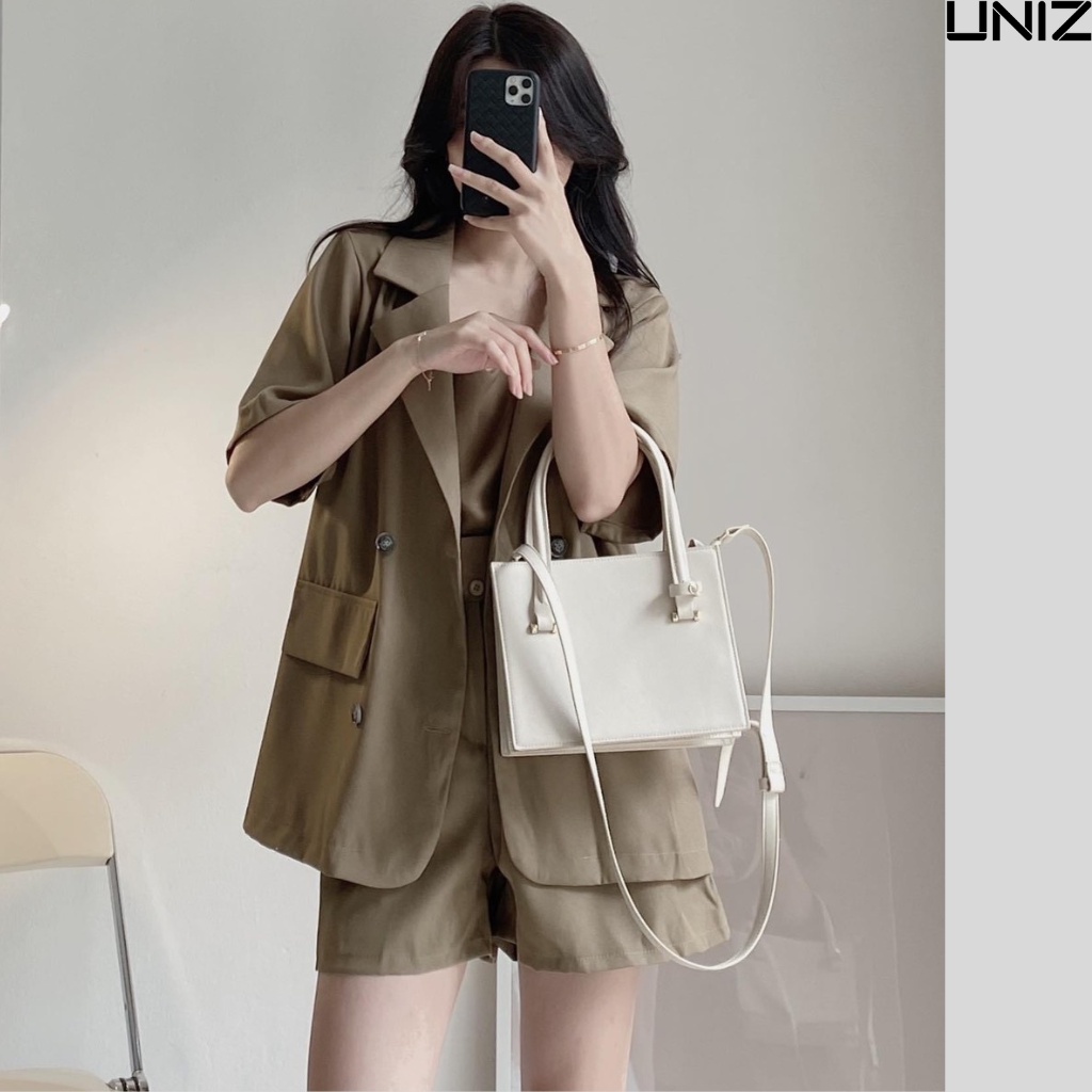 Sét blazer kèm áo 2 dây lụa bên trong uniz - shetblazer1501