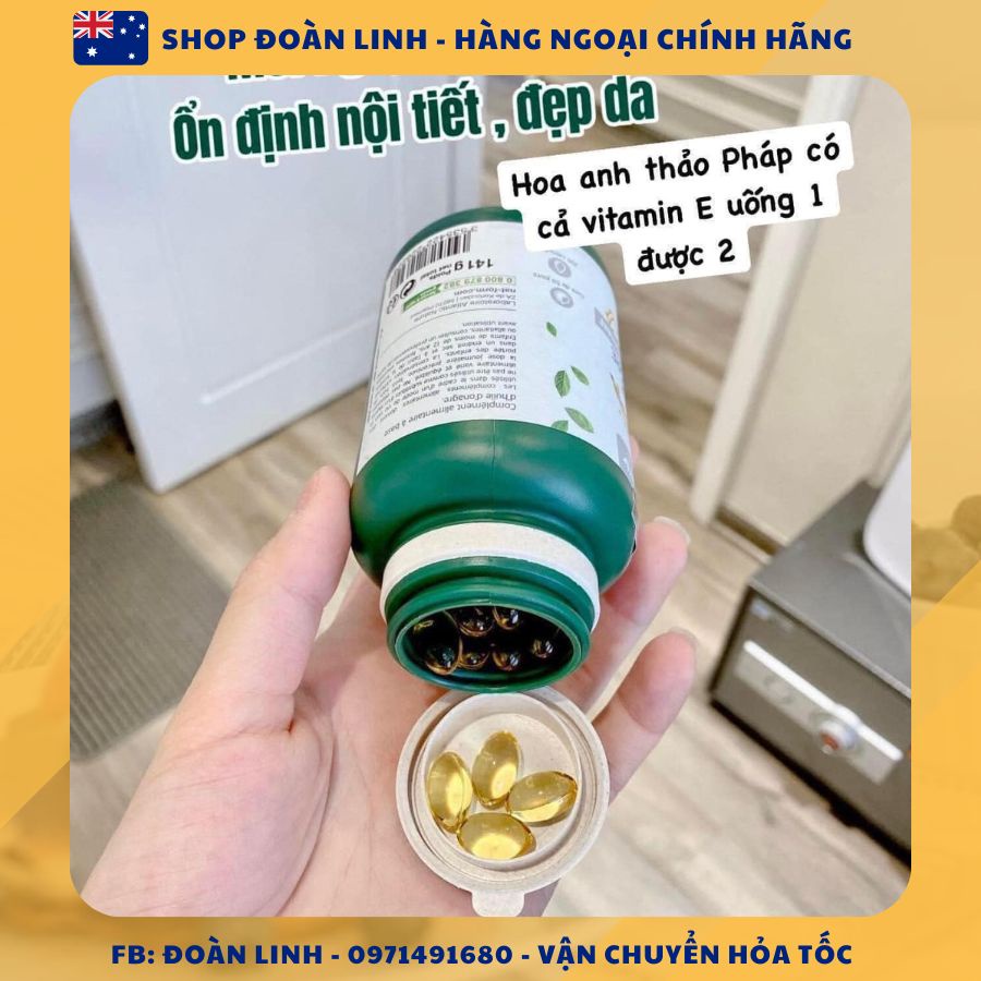 Tinh Dầu Hoa Anh Thảo Hữu Cơ Pháp NAT & FORM, Hàng chuẩn Pháp, 200 viên tinh dầu hoa anh thảo lưu ly, Date 2025