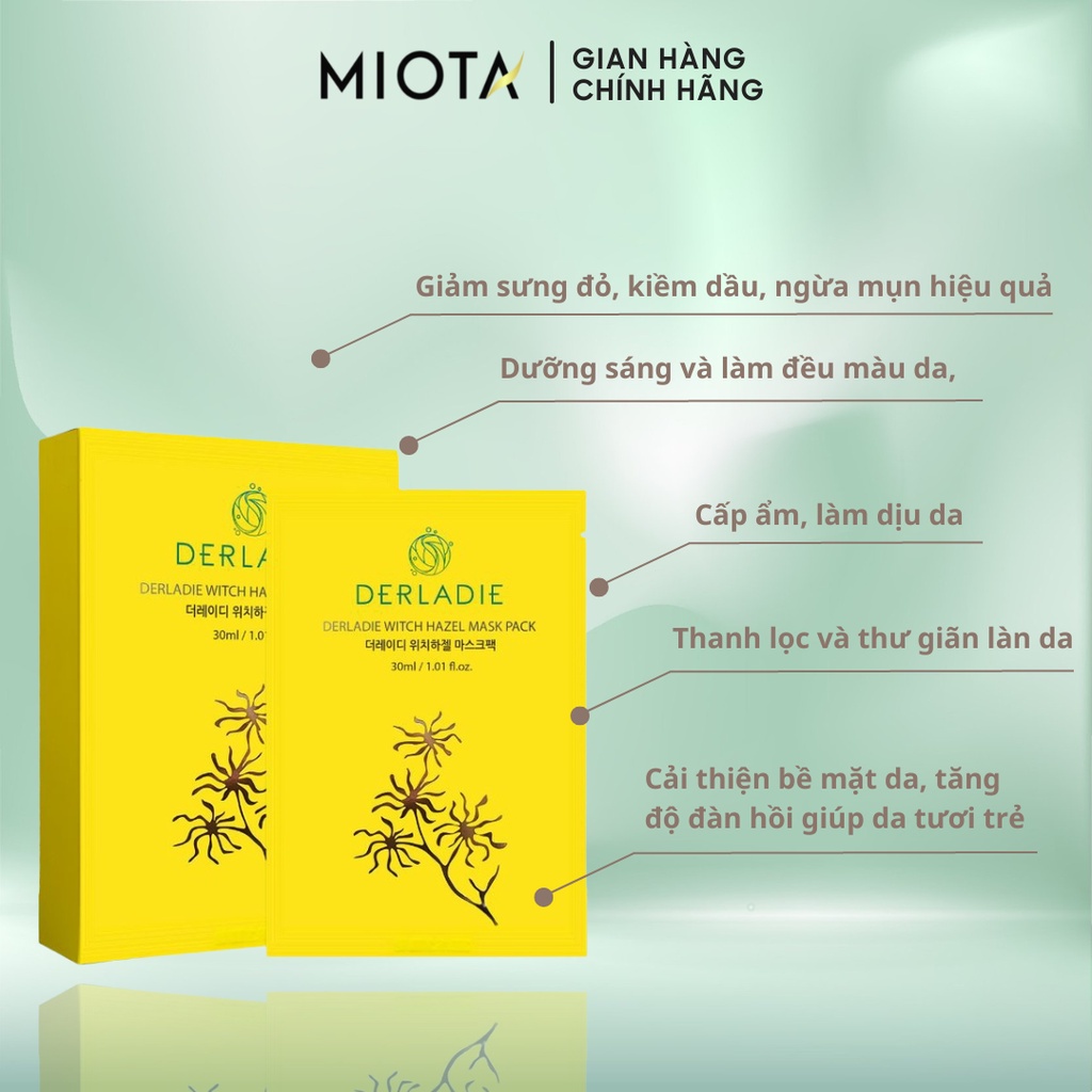 Mặt Nạ Giảm Mụn Dưỡng Sáng Da Derladie Witch Hazel Mask Pack 30ml