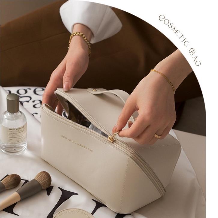 Túi đựng mỹ phẩm khóa chéo da PU cao cấp chống thấm nước mẫu mới 2022