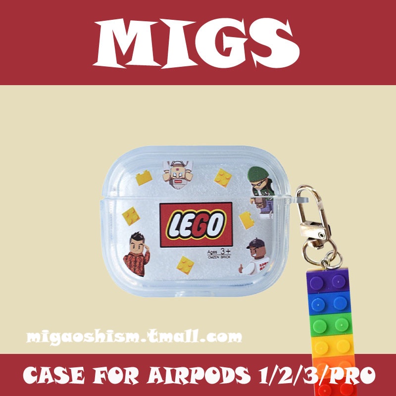 ❤❤Vỏ Bảo Vệ Hộp Đựng Tai Nghe airpods 1 / 2 3 / Pro Kết Nối Bluetooth Không Dây Bằng Silicon Trong Suốt Hình LEGO Sáng Tạo