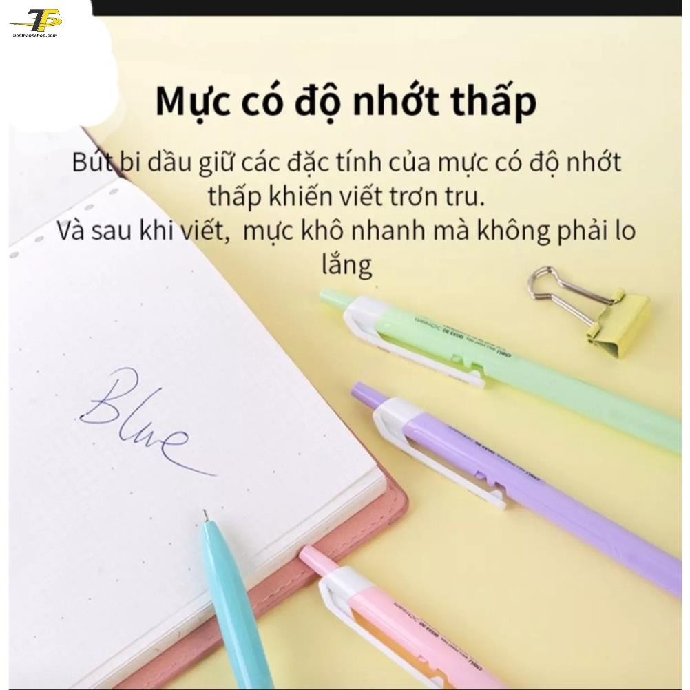 Bút bi bấm cao cấp mực xanh ngòi 0.7mm - DELI Q03336 , viết nét đều trơn tru