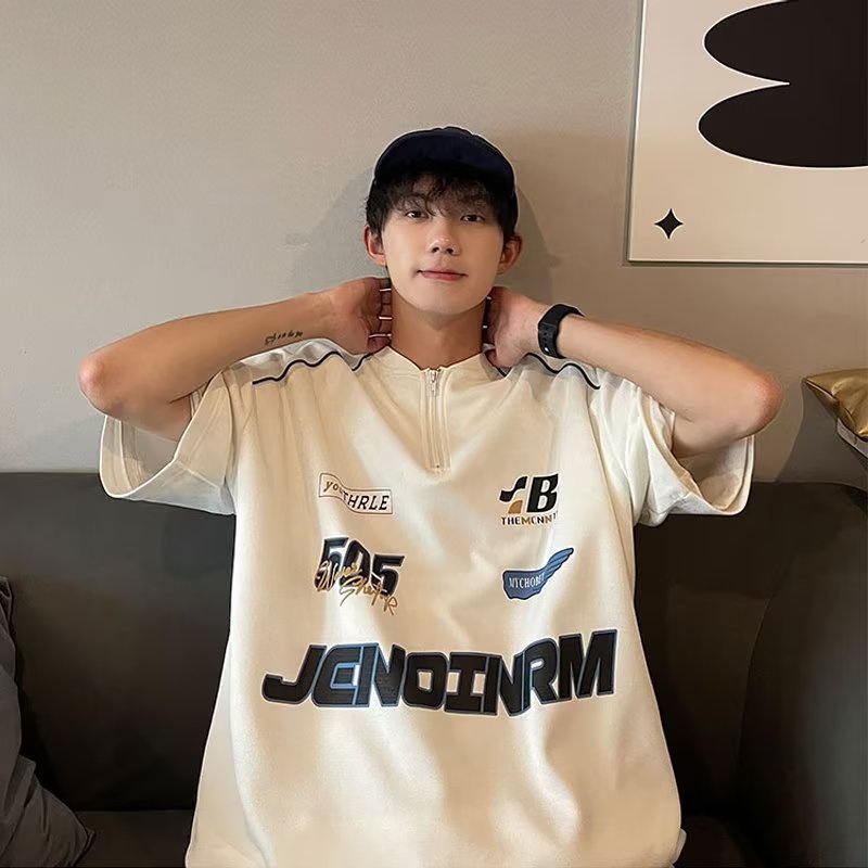 Áo Thun Tay Ngắn Dáng Rộng Phong Cách Hip Hop Đường Phố Mỹ Thời Trang Mùa Hè Mới Cho Nam